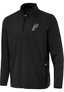 Antigua San Antonio Spurs Mens Black Perilous Long Sleeve Qtr Zip Pullover