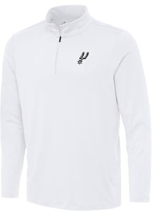 Antigua San Antonio Spurs Mens White Reprocess Recycled Long Sleeve Qtr Zip Pullover