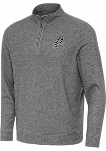 Antigua San Antonio Spurs Mens Black Subtle Long Sleeve Qtr Zip Pullover