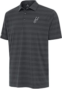 Antigua San Antonio Spurs Mens Grey Tunnel Short Sleeve Polo