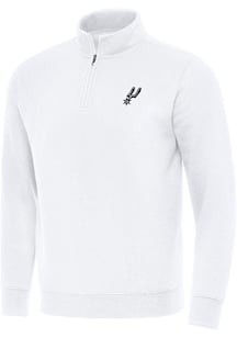 Antigua San Antonio Spurs Mens White Victory Long Sleeve Qtr Zip Pullover