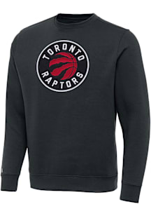 Antigua Toronto Raptors Mens Charcoal Full Front Victory Long Sleeve Crew Sweatshirt