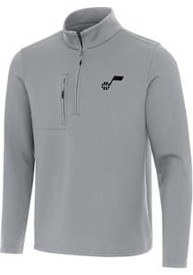 Antigua Utah Jazz Mens Grey Insider Long Sleeve Qtr Zip Pullover