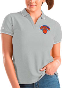 Antigua New York Knicks Womens Grey Affluent Short Sleeve Polo Shirt