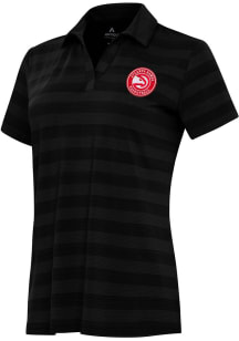 Antigua Atlanta Hawks Womens Black Tunnel Short Sleeve Polo Shirt