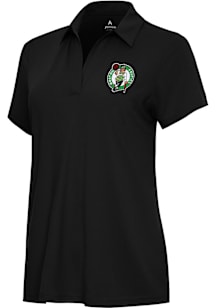 Antigua Boston Celtics Womens Black Era Short Sleeve Polo Shirt