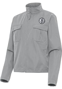 Antigua Brooklyn Nets Womens Grey Even Par Light Weight Jacket
