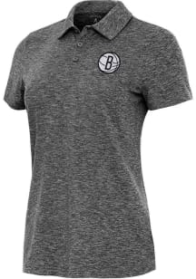 Antigua Brooklyn Nets Womens Black Matter Short Sleeve Polo Shirt