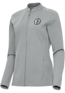 Antigua Brooklyn Nets Womens Grey Regard Light Weight Jacket