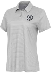 Antigua Brooklyn Nets Womens White Rings Short Sleeve Polo Shirt