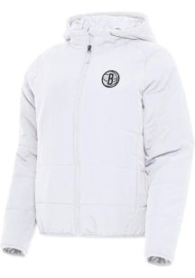 Antigua Brooklyn Nets Womens White Universe Filled Jacket