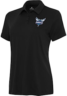 Antigua Charlotte Hornets Womens Black Reprocess Recycled Short Sleeve Polo Shirt