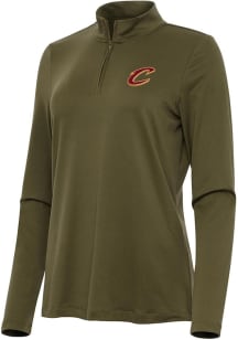 Antigua Cleveland Cavaliers Womens Olive Reprocess Recycled Qtr Zip