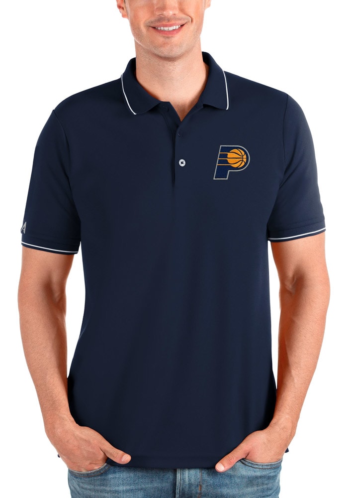 Antigua Indiana Pacers Mens Navy Blue Affluent Short Sleeve Polo