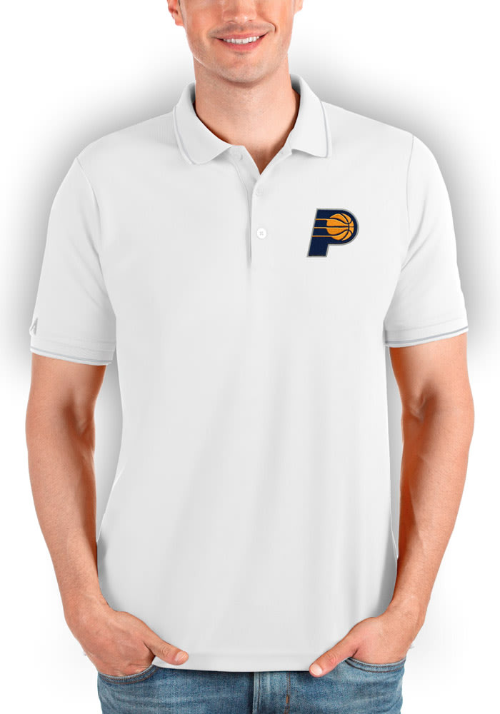 Antigua Indiana Pacers Mens White Affluent Short Sleeve Polo
