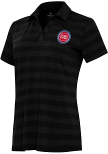 Antigua Detroit Pistons Womens Black Tunnel Short Sleeve Polo Shirt