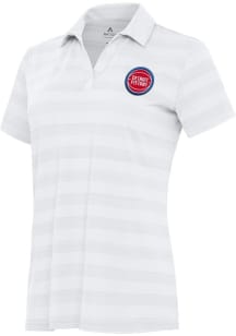Antigua Detroit Pistons Womens White Tunnel Short Sleeve Polo Shirt