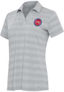 Antigua Detroit Pistons Womens Grey Tunnel Short Sleeve Polo Shirt