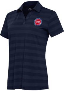 Antigua Detroit Pistons Womens Navy Blue Tunnel Short Sleeve Polo Shirt