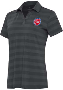 Antigua Detroit Pistons Womens Grey Tunnel Short Sleeve Polo Shirt