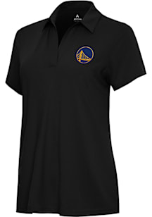 Antigua Golden State Warriors Womens Black Era Short Sleeve Polo Shirt