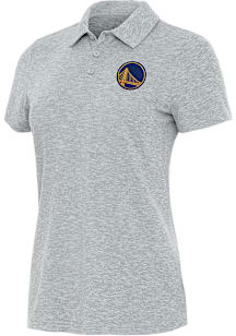 Antigua Golden State Warriors Womens Grey Matter Short Sleeve Polo Shirt