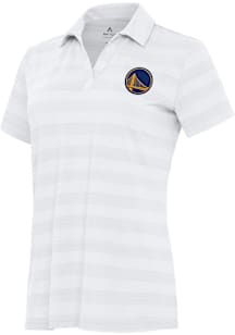 Antigua Golden State Warriors Womens White Tunnel Short Sleeve Polo Shirt