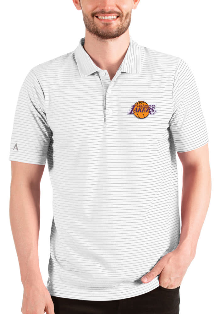 Men's Antigua Black Los Angeles Lakers Tribute Polo 