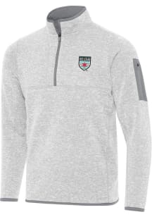 Antigua Chicago Stars FC Mens Grey Fortune Long Sleeve Qtr Zip Fashion Pullover