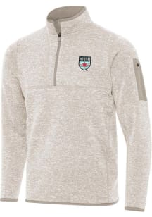 Antigua Chicago Red Stars Mens Oatmeal Fortune Long Sleeve Qtr Zip Fashion Pullover