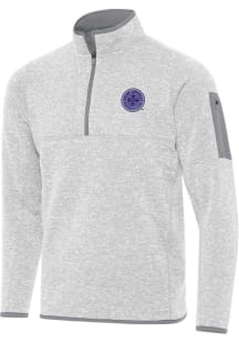 Antigua Racing Louisville Mens Grey Fortune Long Sleeve Qtr Zip Fashion Pullover