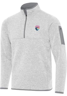 Antigua San Diego Wave FC Mens Grey Fortune Long Sleeve Qtr Zip Fashion Pullover