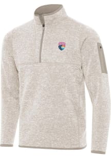 Antigua San Diego Wave FC Mens Oatmeal Fortune Long Sleeve Qtr Zip Fashion Pullover