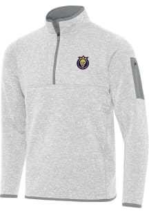 Antigua Utah Royals FC Mens Grey Fortune Long Sleeve Qtr Zip Fashion Pullover