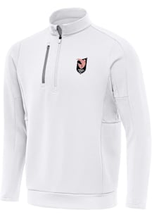 Antigua Angel City FC Mens White Generation Long Sleeve Qtr Zip Pullover