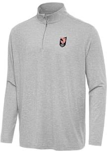 Antigua Angel City FC Mens Grey Hunk Long Sleeve Qtr Zip Pullover