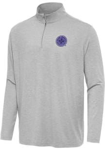 Antigua Racing Louisville Mens Grey Hunk Long Sleeve Qtr Zip Pullover