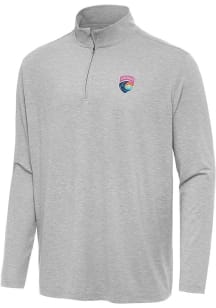 Antigua San Diego Wave FC Mens Grey Hunk Long Sleeve Qtr Zip Pullover
