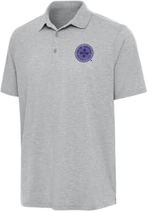 Antigua Racing Louisville Mens Grey Par 3 Short Sleeve Polo