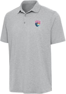 Antigua San Diego Wave FC Mens Grey Par 3 Short Sleeve Polo