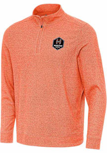 Antigua Houston Dash Mens Orange Subtle Long Sleeve Qtr Zip Pullover
