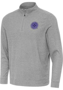 Antigua Racing Louisville Mens Grey Subtle Long Sleeve Qtr Zip Pullover