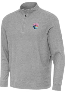 Antigua San Diego Wave FC Mens Grey Subtle Long Sleeve Qtr Zip Pullover
