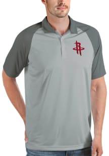 Antigua Houston Rockets Mens Silver Nova Short Sleeve Polo