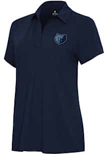 Antigua Memphis Grizzlies Womens Navy Blue Alternate Era Short Sleeve Polo Shirt