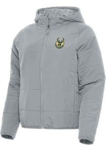 Antigua Milwaukee Bucks Womens Grey Universe Filled Jacket