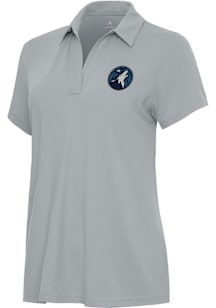 Antigua Minnesota Timberwolves Womens Grey Era Short Sleeve Polo Shirt