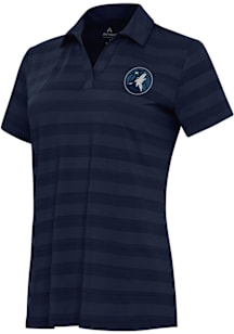 Antigua Minnesota Timberwolves Womens Navy Blue Tunnel Short Sleeve Polo Shirt