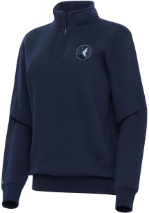 Antigua Minnesota Timberwolves Womens Navy Blue Victory Qtr Zip