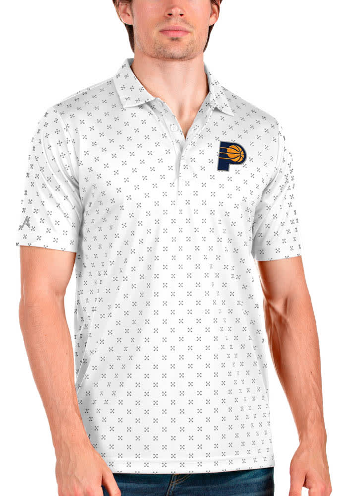 Antigua Indiana Pacers Mens White Spark Short Sleeve Polo